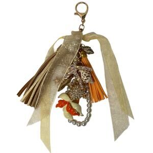 Beachy Bling Key Ring Tassels Shells